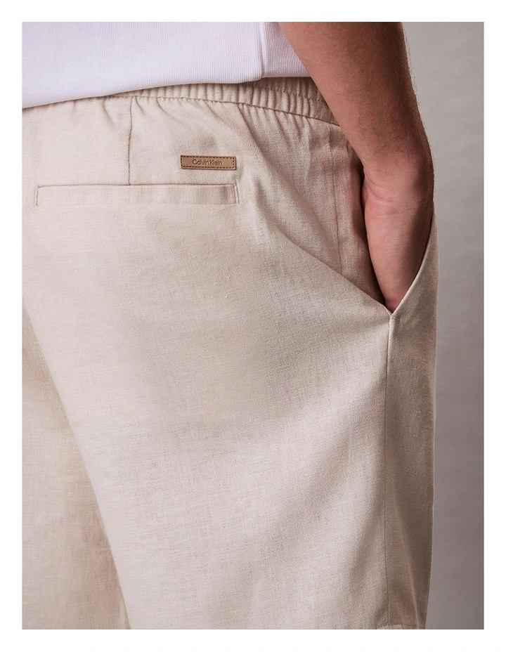 Straight Linen Pull On Short in Oatmeal image 4