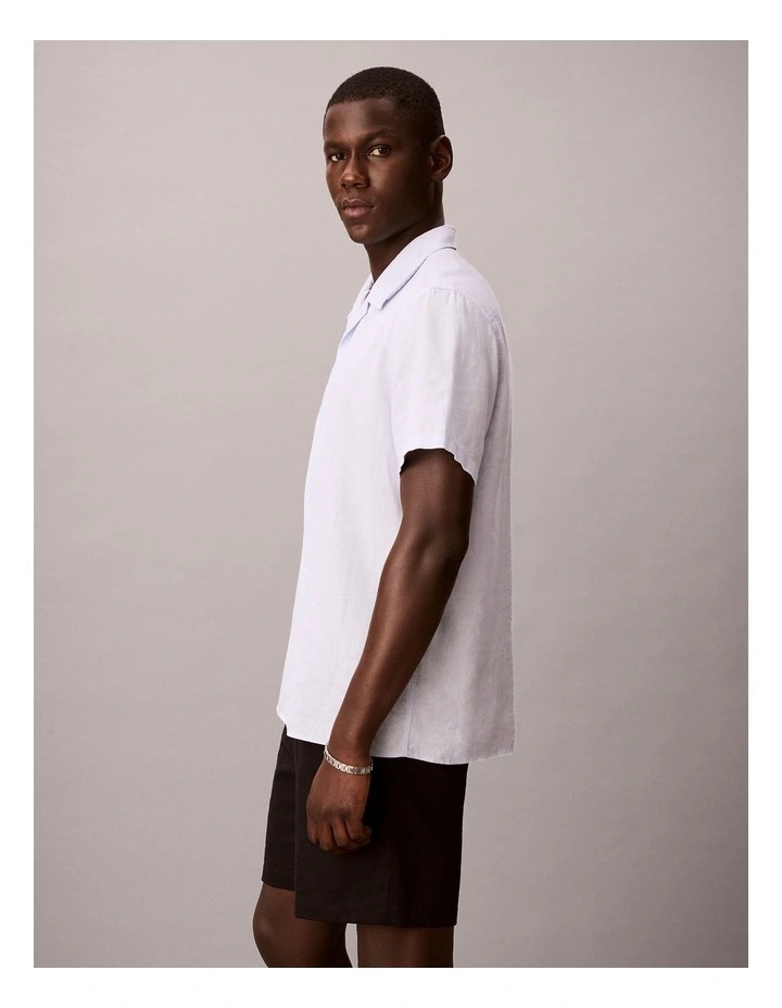 Straight Linen Pull On Short in Black image 3