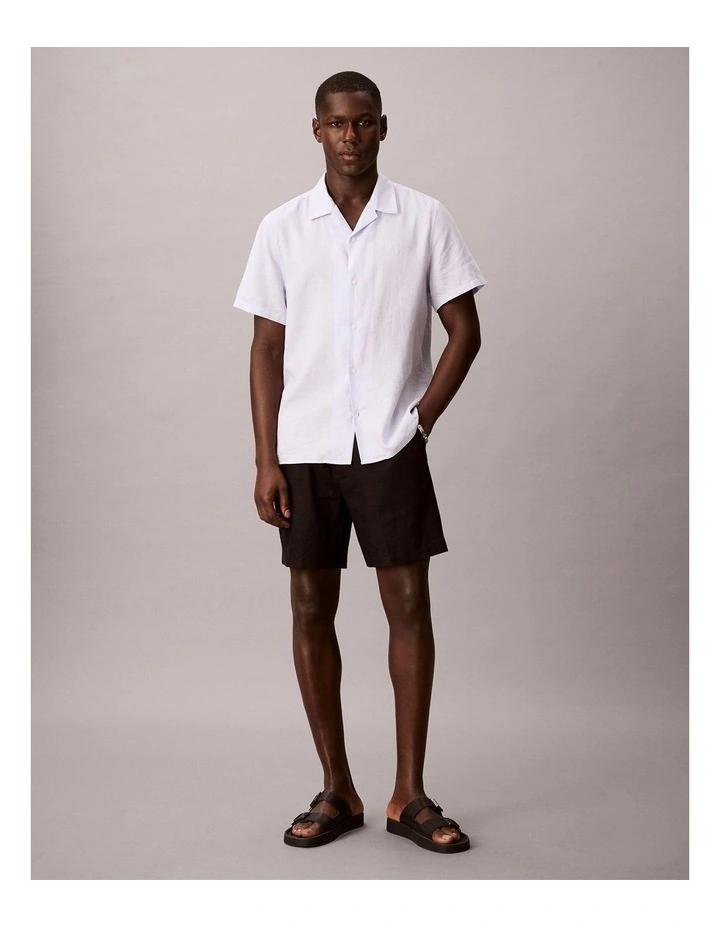 Straight Linen Pull On Short in Black image 4