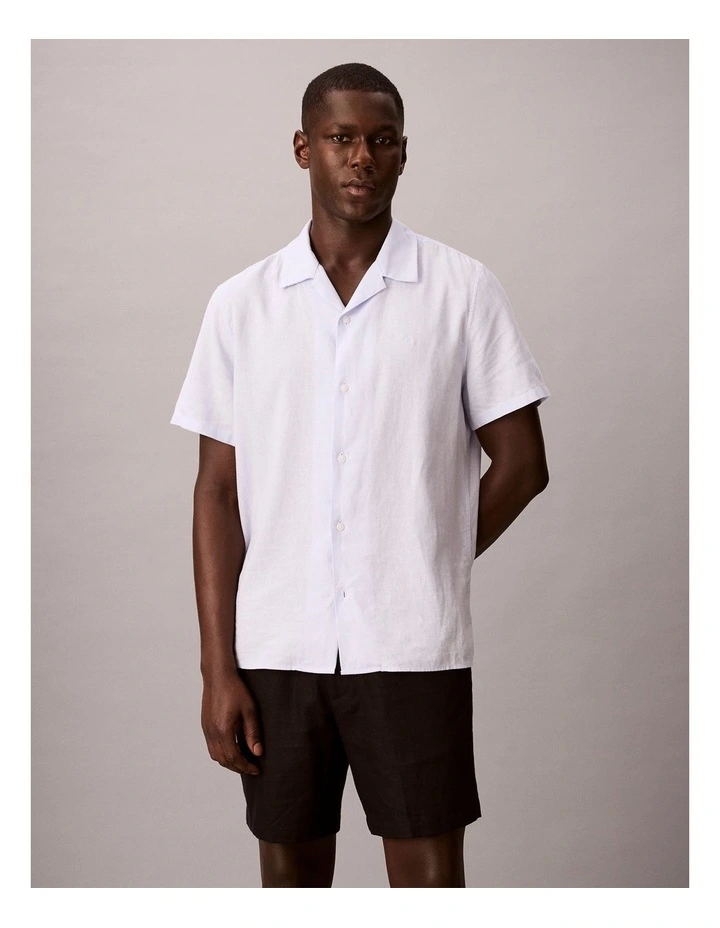 Straight Linen Pull On Short in Black image 5