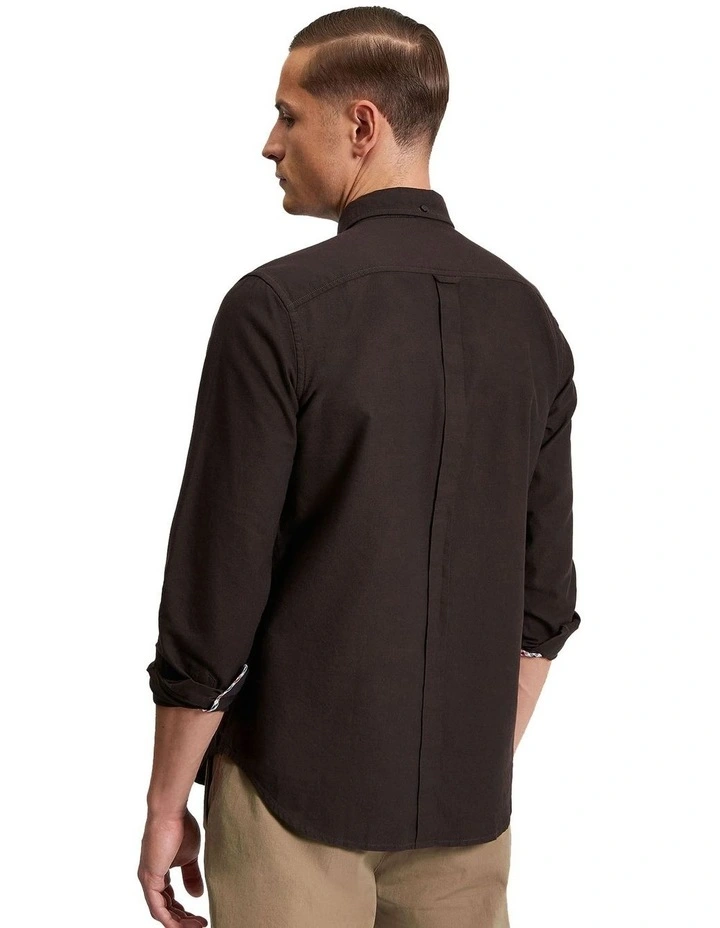 Signature Oxford Long Sleeve Shirt in Dark Brown image 2