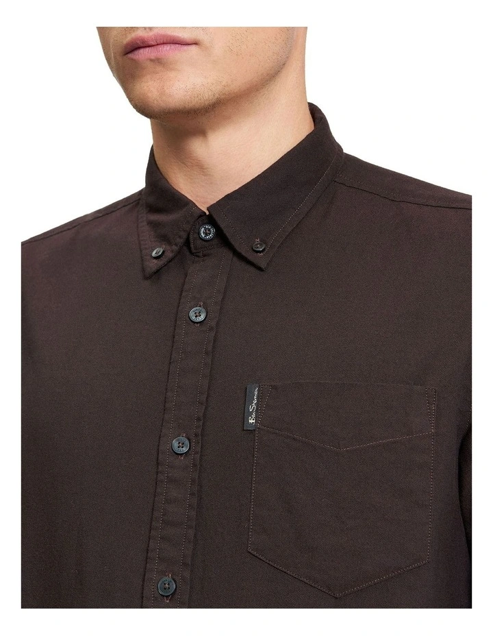 Signature Oxford Long Sleeve Shirt in Dark Brown image 4