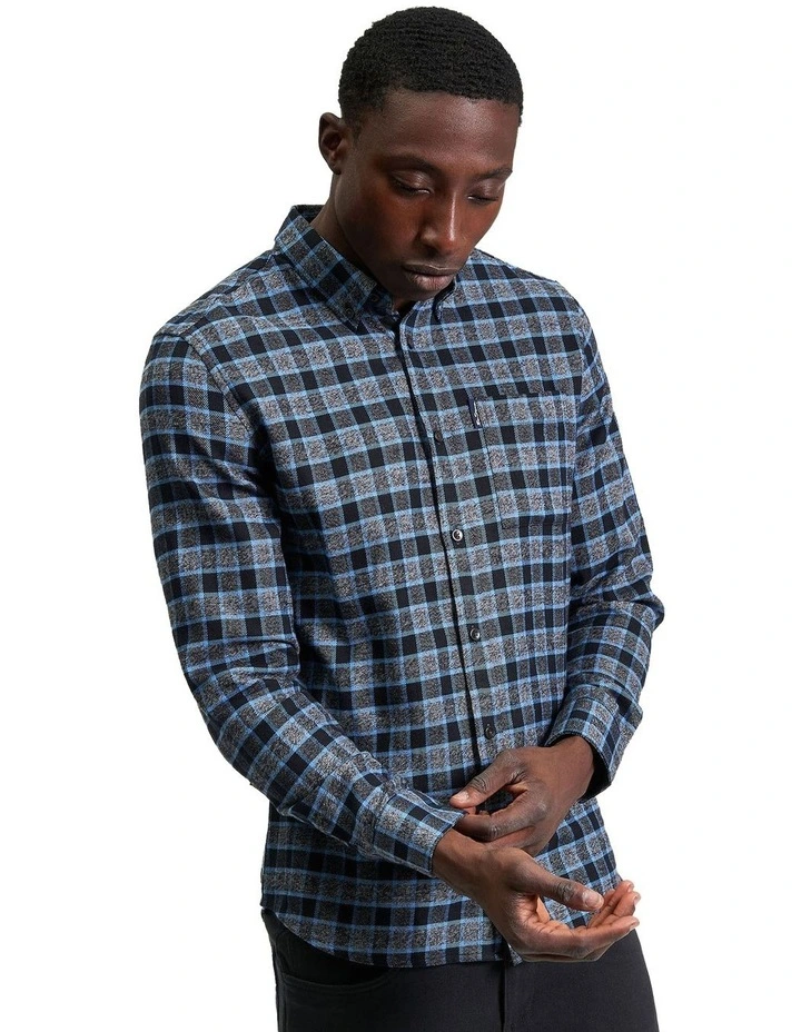 Diffused Gingham Check Long Sleeve Shirt in Slate image 1
