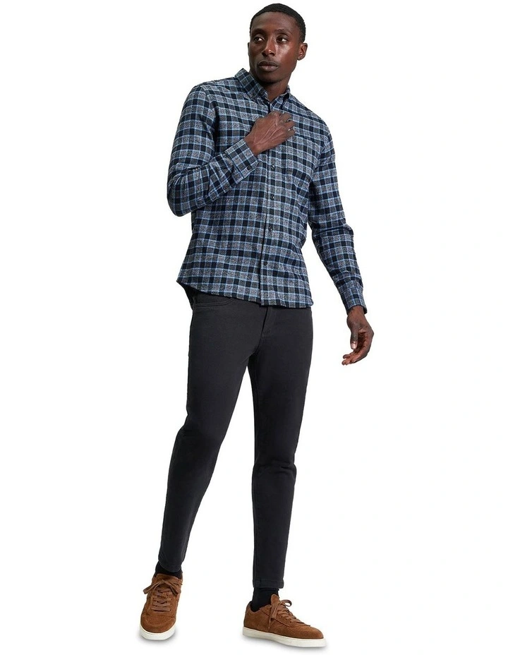 Diffused Gingham Check Long Sleeve Shirt in Slate image 3