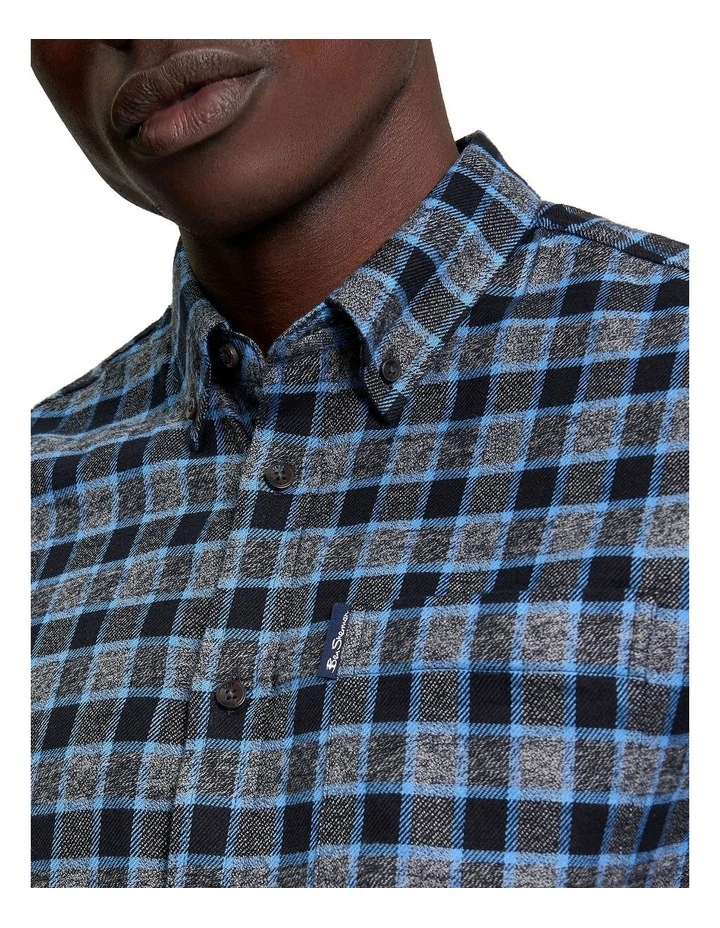 Diffused Gingham Check Long Sleeve Shirt in Slate image 4