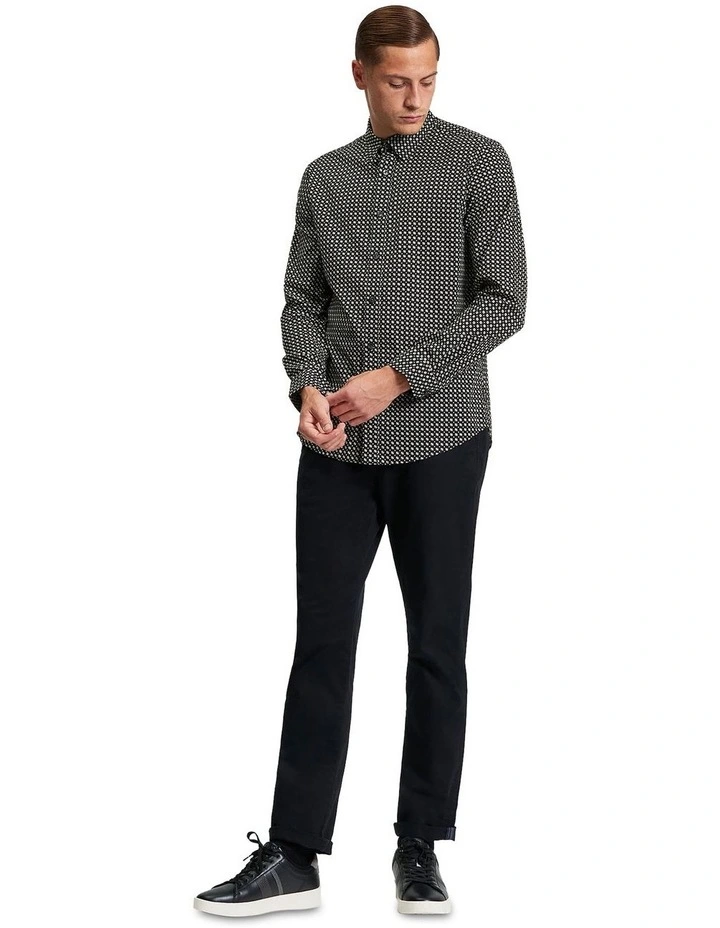 Mono Block Print Long Sleeve Shirt in Black image 3