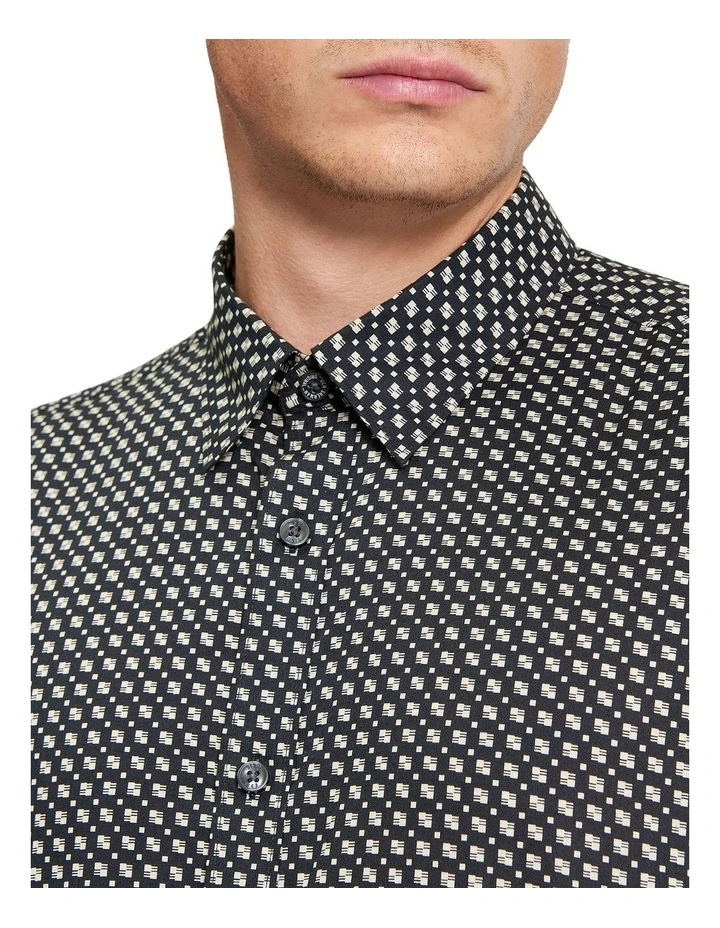 Mono Block Print Long Sleeve Shirt in Black image 4