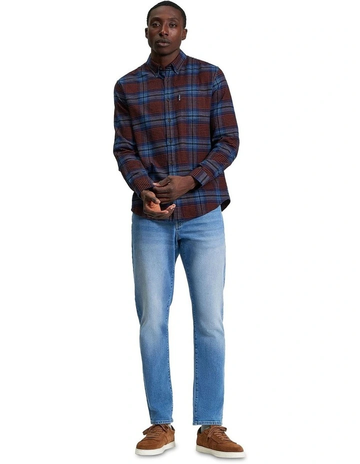 Ombre Check Long Sleeve Shirt in Marine image 3