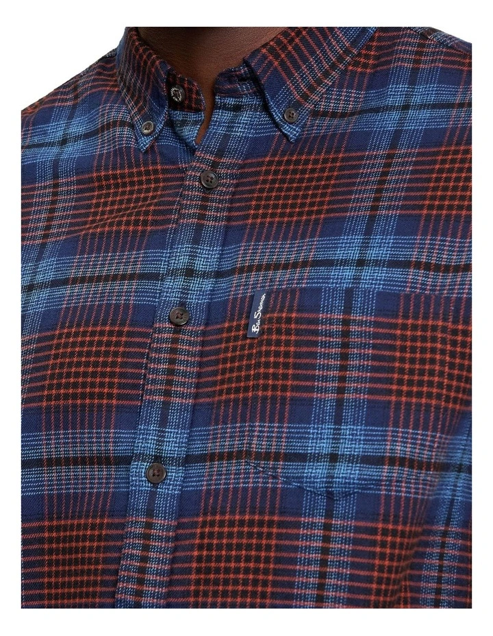 Ombre Check Long Sleeve Shirt in Marine image 4
