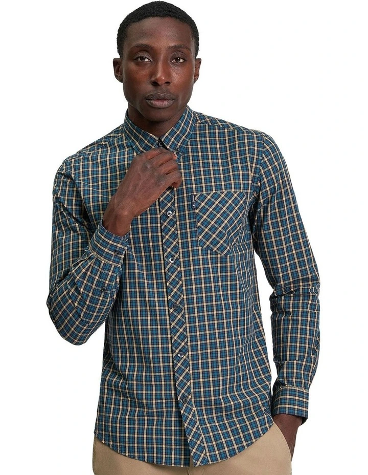 Signature House Check Long Sleeve Shirt in Teal image 1