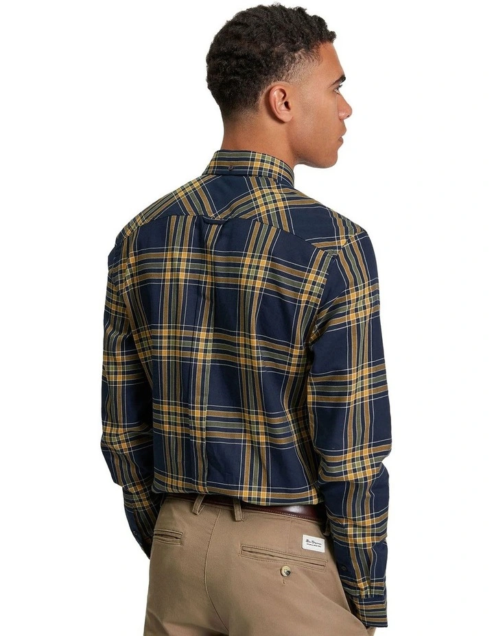 Grid Check Long Sleeve Shirt in Dark Navy image 2