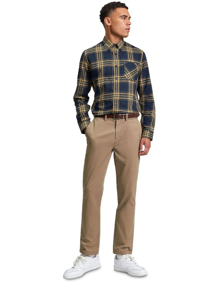 Grid Check Long Sleeve Shirt in Dark Navy image 3