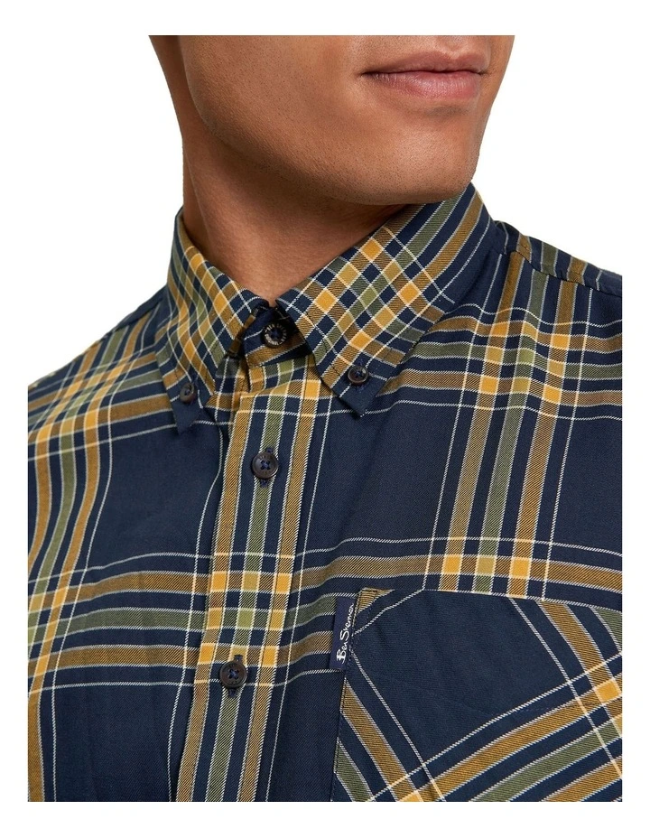 Grid Check Long Sleeve Shirt in Dark Navy image 4
