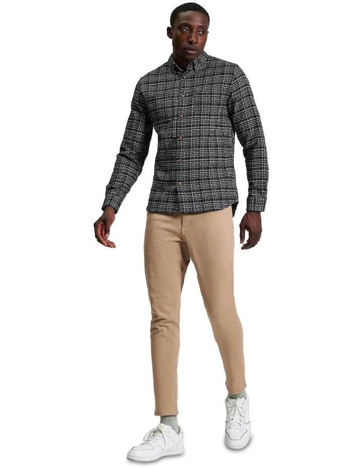 Twisted Yarn Long Sleeve Shirt in Black image 3