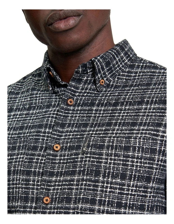 Twisted Yarn Long Sleeve Shirt in Black image 4