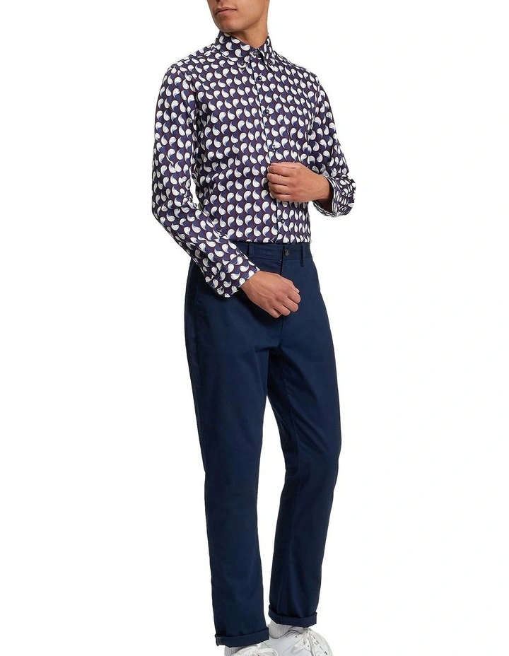 Paisley Geo Print Long Sleeve Shirt in Dark Wine image 3