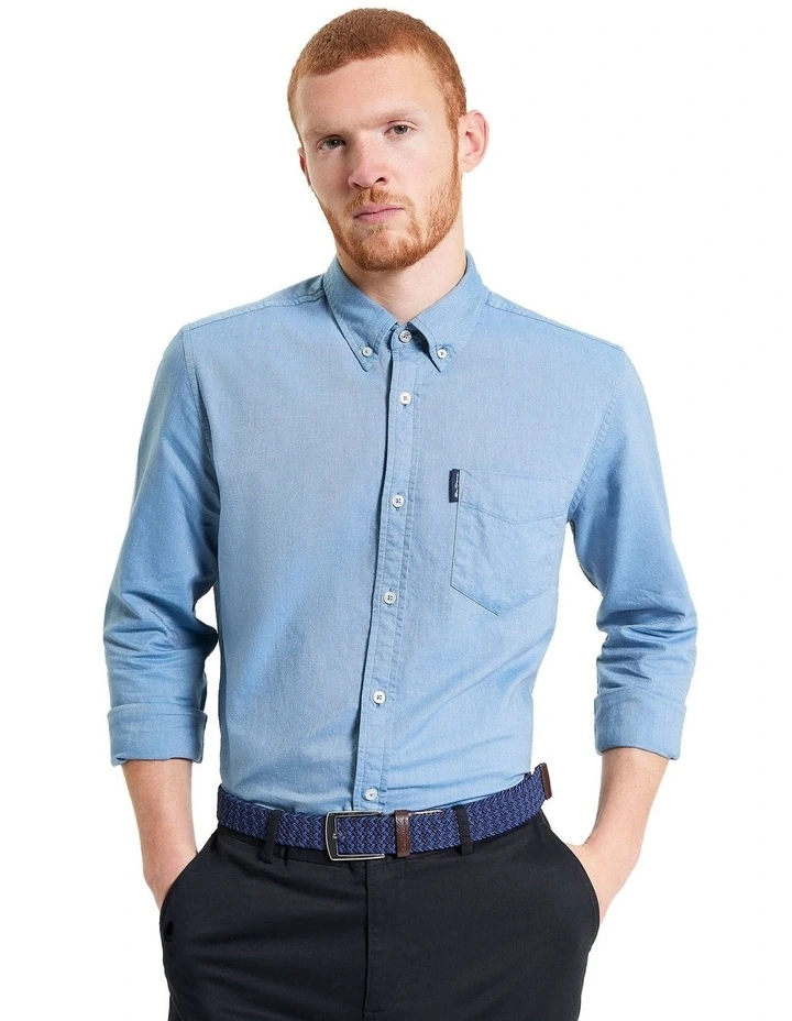 Signature Oxford Long Sleeve Shirt in Airforce image 1