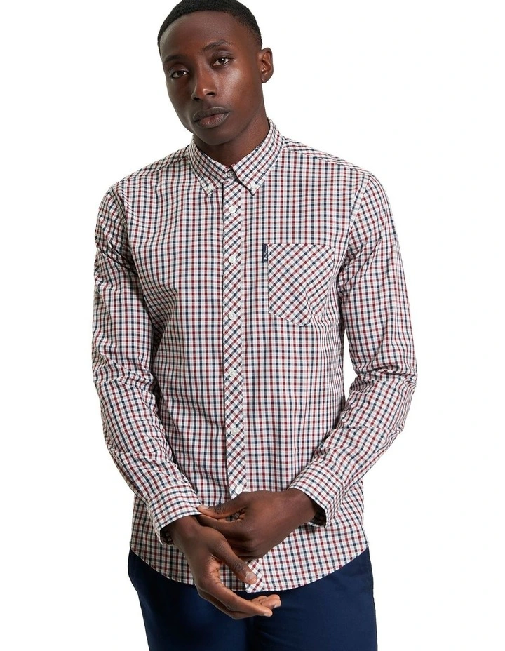 Signature House Check Long Sleeve Shirt in Red image 1