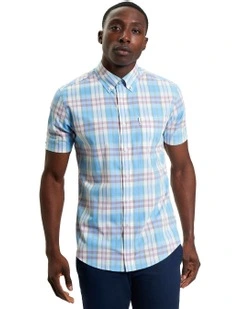 Irregular Check Short Sleeve Shirt in Glacier