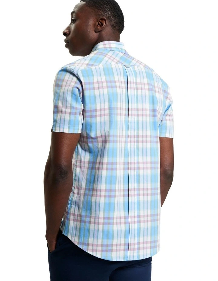 Irregular Check Short Sleeve Shirt in Glacier image 2