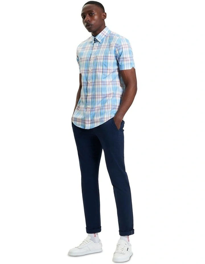 Irregular Check Short Sleeve Shirt in Glacier image 3