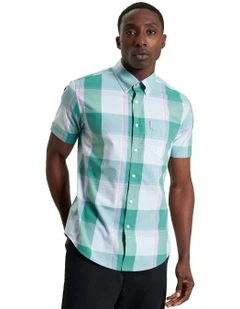 Overcheck Short Sleeve Shirt in Forest