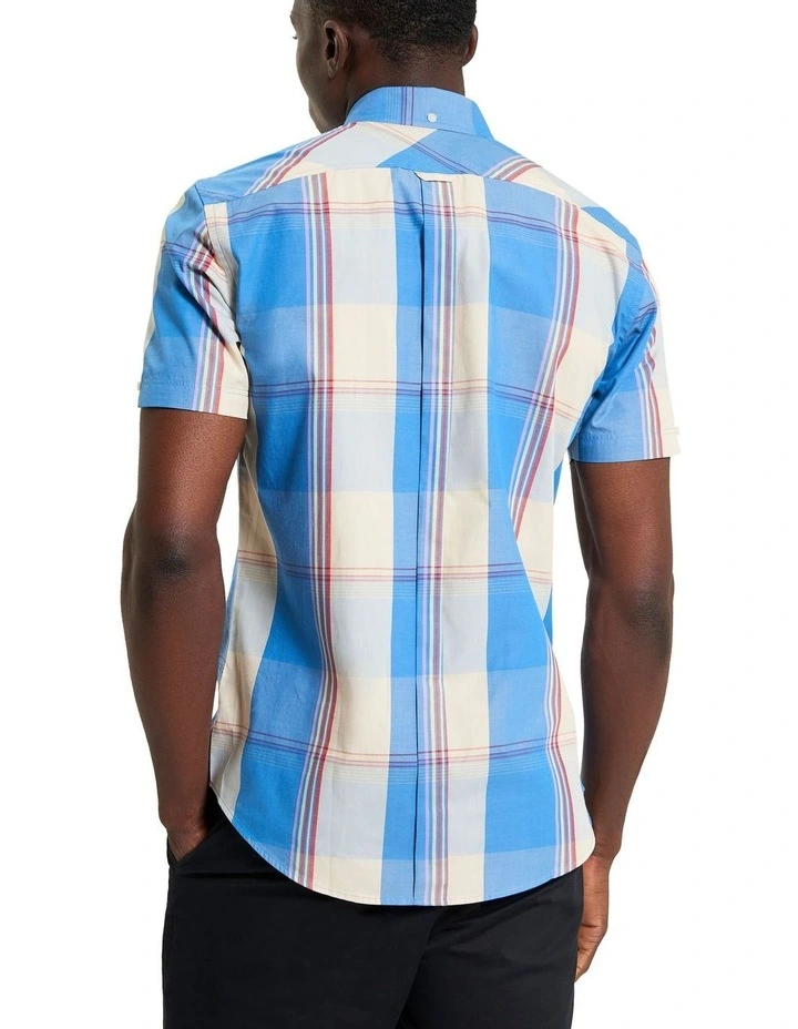 Overcheck Short Sleeve Shirt in Kingfisher image 2