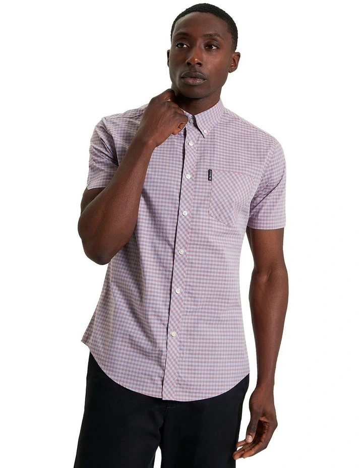 Signature Gingham Short Sleeve Shirt in Light Pink image 1