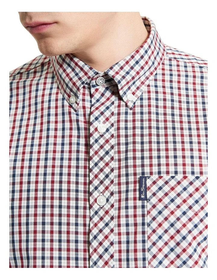 Signature House Check Short Sleeve Shirt in Red image 4