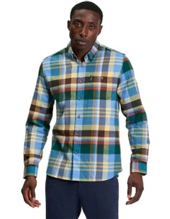 Brushed Check Long Sleeve Shirt in Riviera Blue
