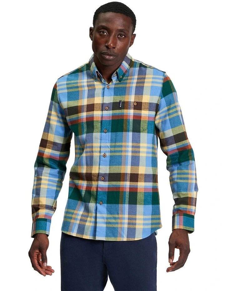 Brushed Check Long Sleeve Shirt in Riviera Blue image 1