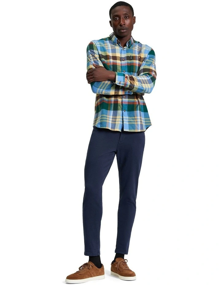 Brushed Check Long Sleeve Shirt in Riviera Blue image 3