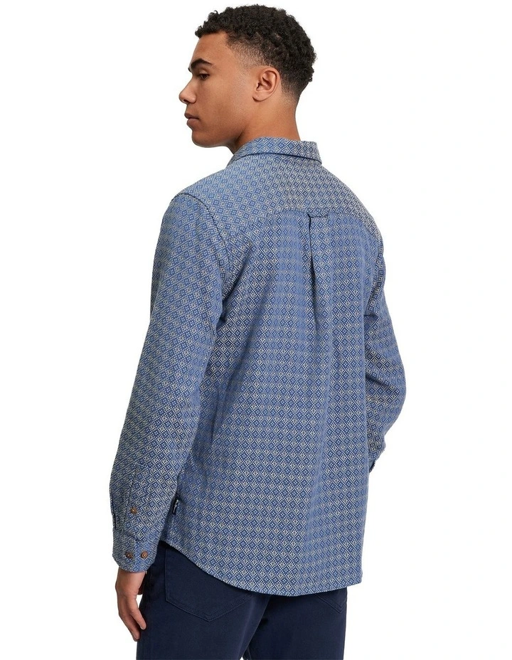 British Craft Geo Long Sleeve Shirt in Riviera Blue image 2