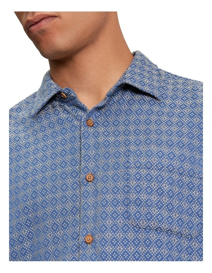 British Craft Geo Long Sleeve Shirt in Riviera Blue image 4