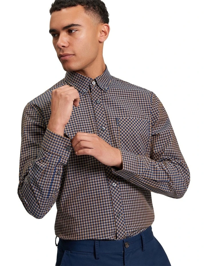 Signature Gingham Long Sleeve Shirt in Bronze image 1