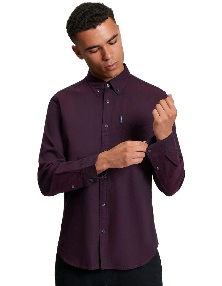 Signature Oxford Long Sleeve Shirt in Dark Wine image 1