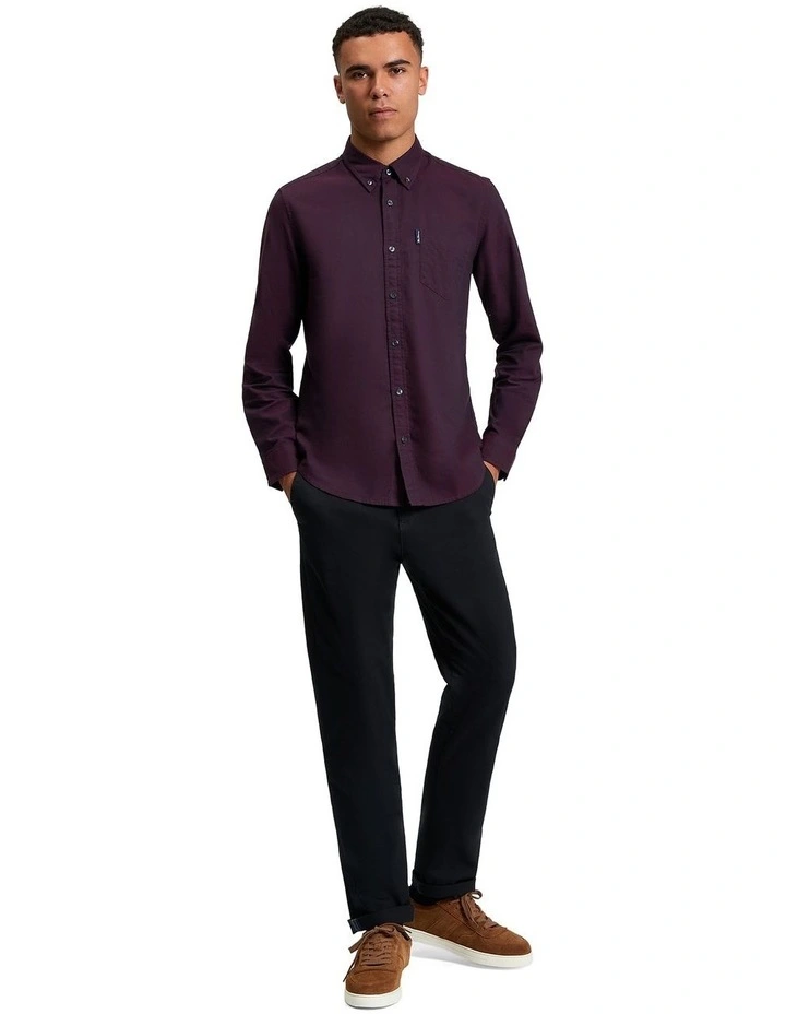 Signature Oxford Long Sleeve Shirt in Dark Wine image 3