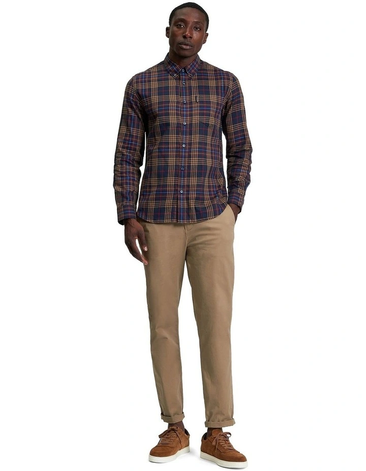 Multi Check Long Sleeve Shirt in Dark Navy image 3