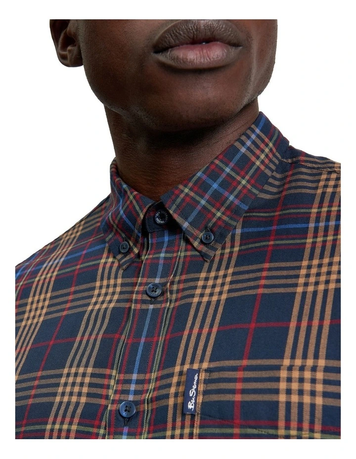 Multi Check Long Sleeve Shirt in Dark Navy image 4