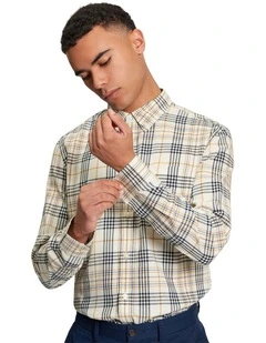 Multi Check Long Sleeve Shirt in Fog