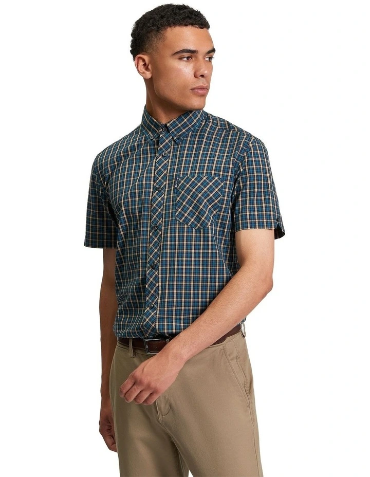 Signature House Check Short Sleeve Shirt in Teal image 1