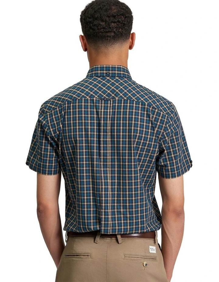 Signature House Check Short Sleeve Shirt in Teal image 2