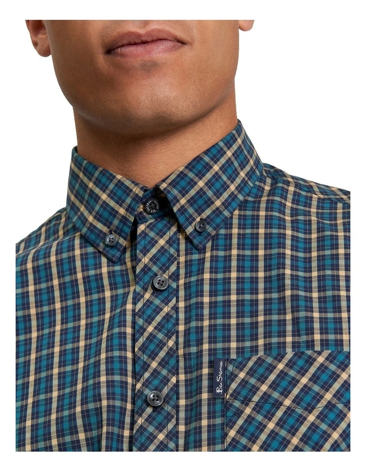 Signature House Check Short Sleeve Shirt in Teal image 4
