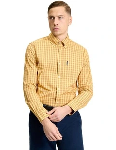 Linear Gingham Long Sleeve Shirt in Zest