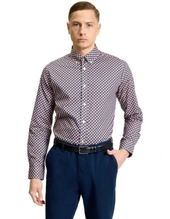 Split Geo Print Long Sleeve Shirt in Rose