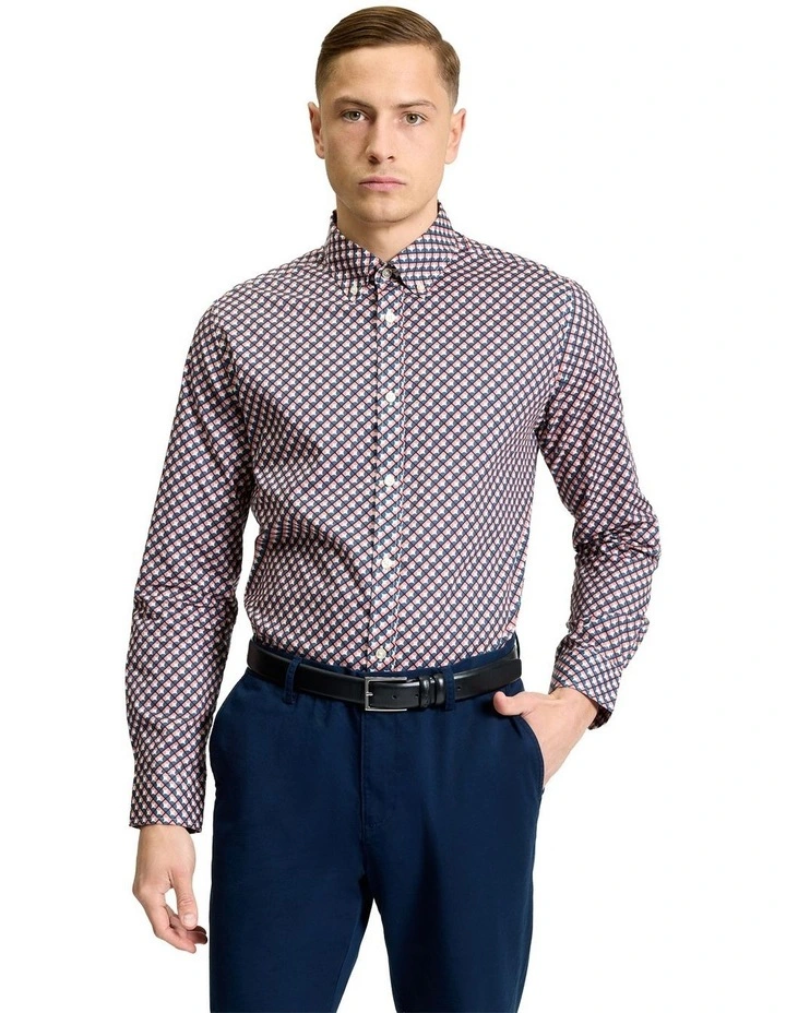 Split Geo Print Long Sleeve Shirt in Rose image 1