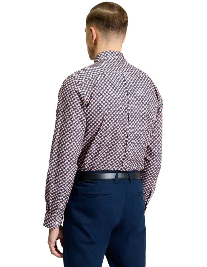 Split Geo Print Long Sleeve Shirt in Rose image 2