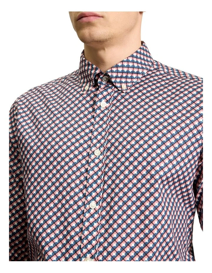 Split Geo Print Long Sleeve Shirt in Rose image 4