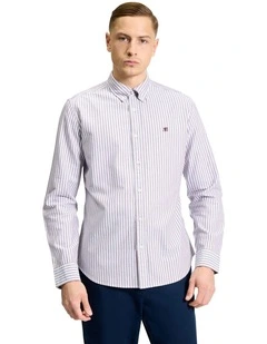 Oxford Stripe Long Sleeve Shirt in Cherry