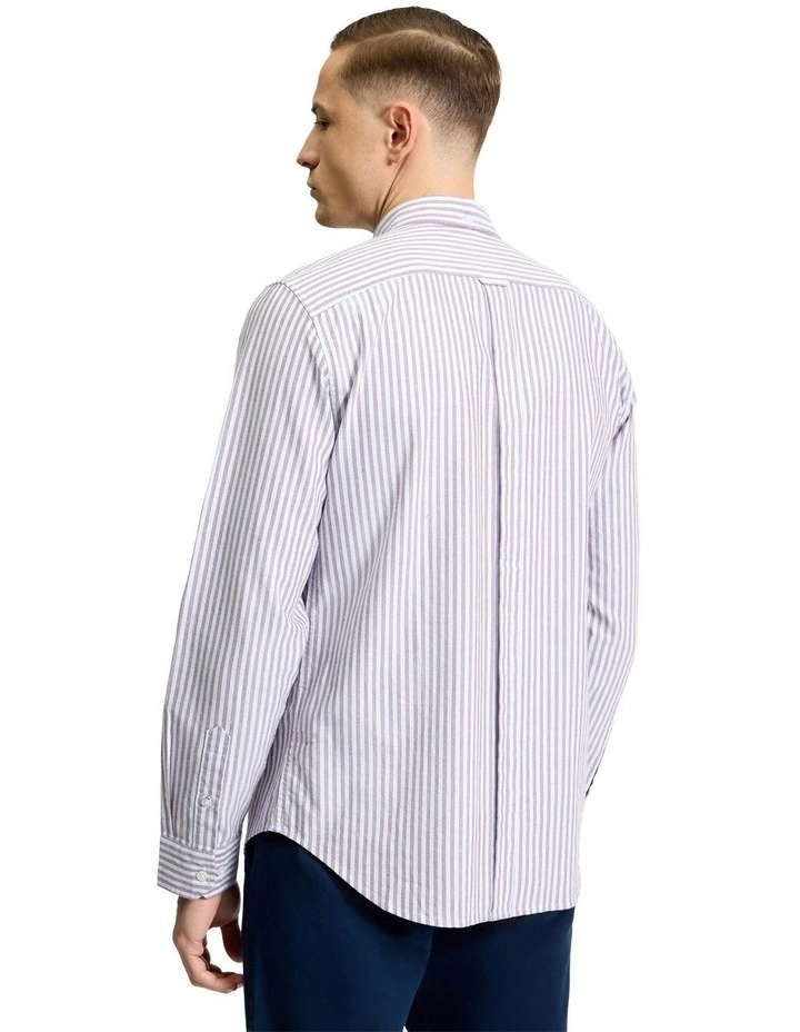 Oxford Stripe Long Sleeve Shirt in Cherry image 2